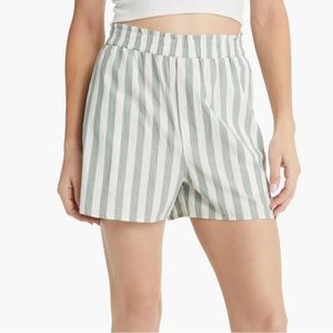 Madewell Pull-On Shorts in Striped Signature Poplin Simply Sage